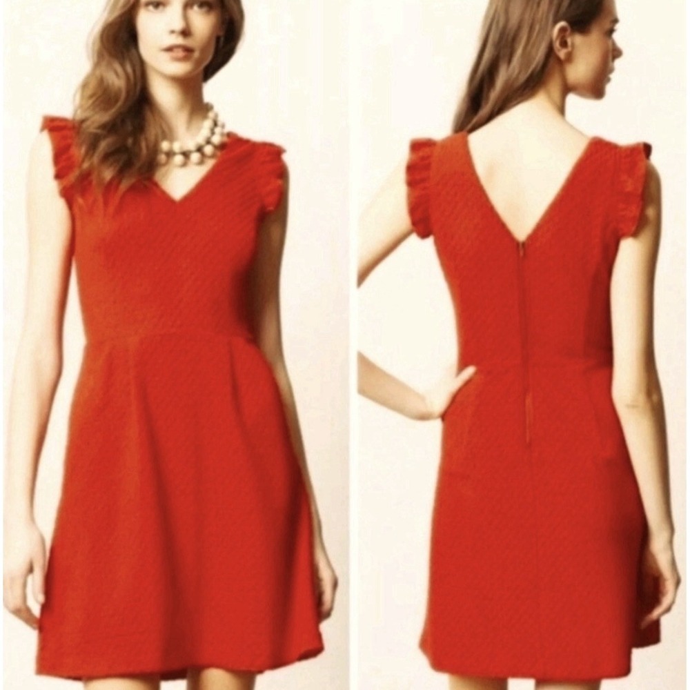 Anthropologie Tabitha Women's Red Sleeveless Teahouse Dress Pockets Size 4